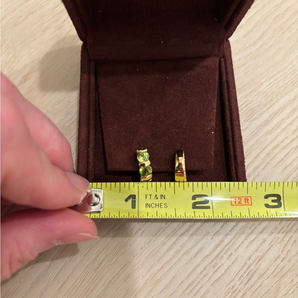 NWOT new Gold Huggies, 14K Gold Earrings w/ Peridot. Can be worn 2 ways. - Picture 13 of 13